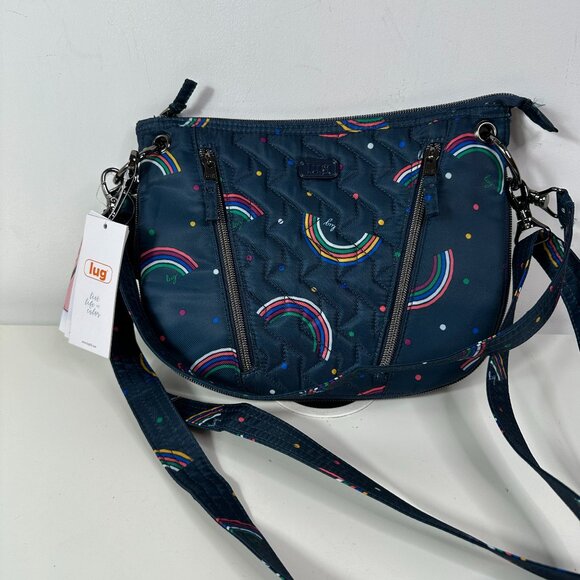 NWT Lug Swivel Crossbody Purse Bag Navy Rainbow - Picture 1 of 15